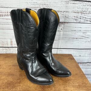Mens EUC Vintage Made In Mexico Black Leather Cowboy Western Boots 8.5D